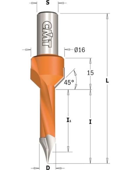 Dowel Drills For Through Holes With Countersink In Bits For Blind Holes