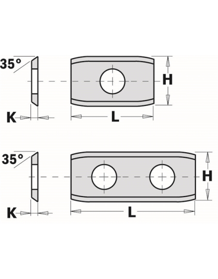 Standard indexable knives - 4 cutting edges in HWM reversible knives by CMT